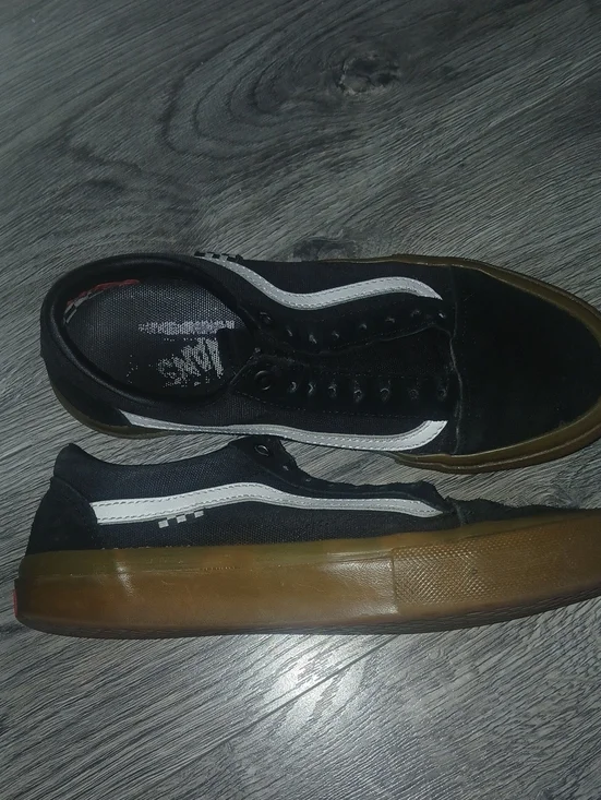 Vans Black and White Low-Top Sneakers with Gum Sole