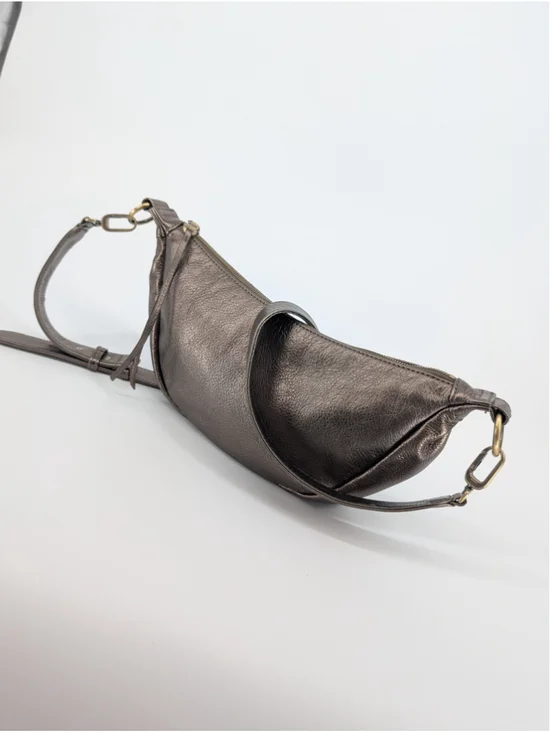 HOBO Knox Sling Pewter Metallic Bronze Genuine Leather Crescent Shoulder Bag