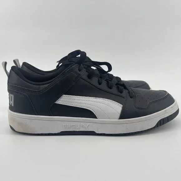 Puma Size 12 Men's Black Leather Sneakers‎ with SoftFoam Comfort Technology
