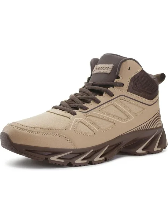 Joomra Mens Khaki Brown Rubber Leather High Top Athletic Inspire Lace Up Sneaker