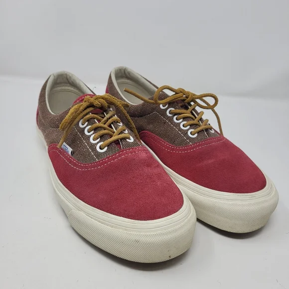 Vans Era CA Port Royale‎ Sneakers Shoes Red Suede Brown Herringbone Men's 8.5