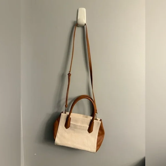 A New Day Canvas Satchel Crossbody – Natural/Tan