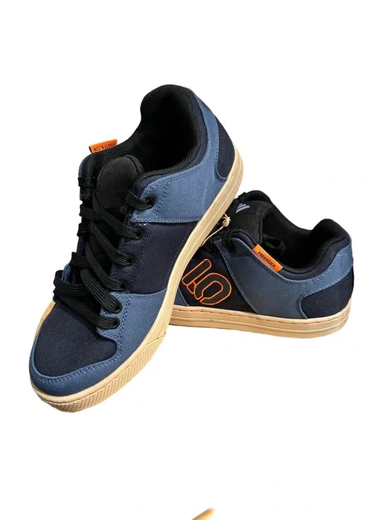 adidas Blue and Black Low-Top bike Sneakers with Orange Accent