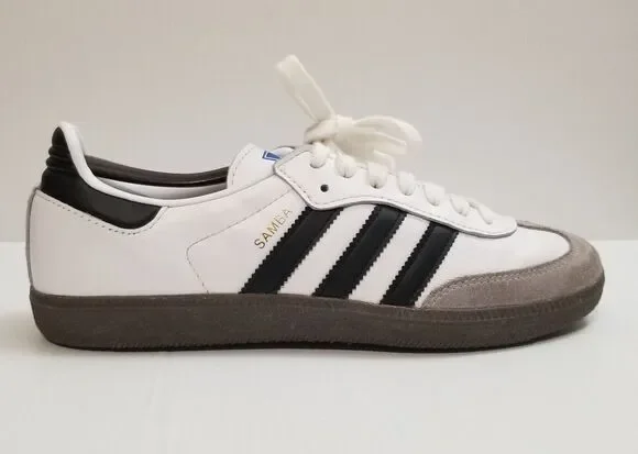 adidas Samba OG Shoes Mens 8 White Black Gum B75806 Lifestyle Street Casual EUC