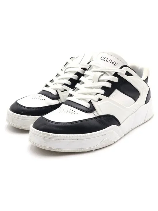Celine Eddie Era Leather Trim Low Cut Sneakers White