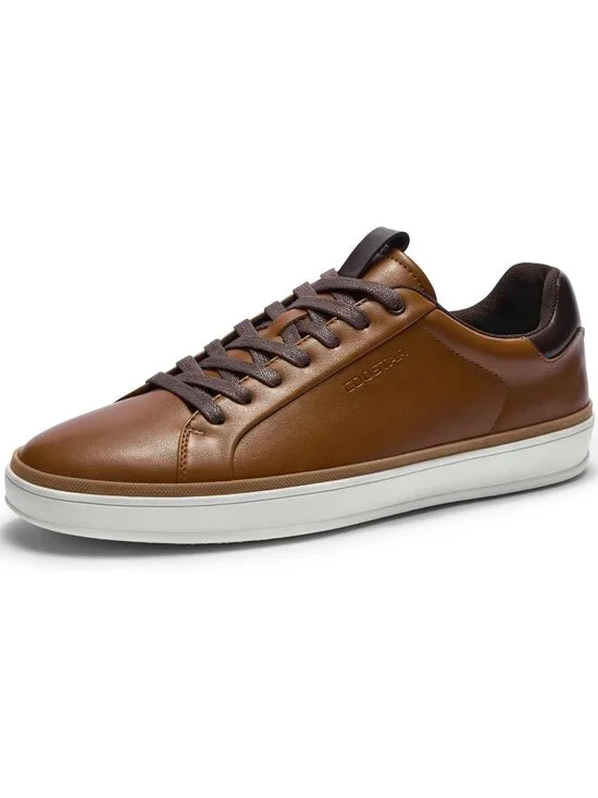 Coostar Men's Brown Rubber Sole Lightweight Comfortable Classic Lace Up Sneakers