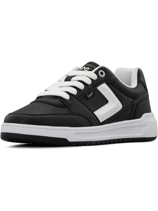 Lee Men's Black White Imported Rubber Faux Leather Adjustable Lace Up Sneakers