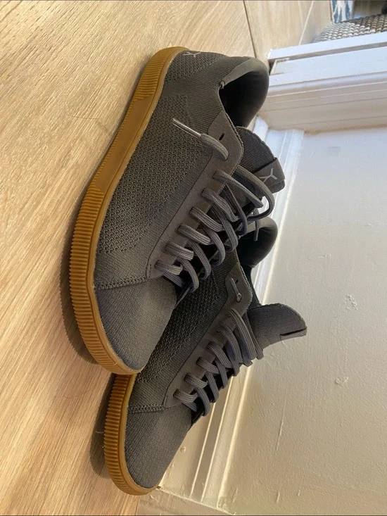 Men's Charcoal Knit Sneakers with Gum Sole