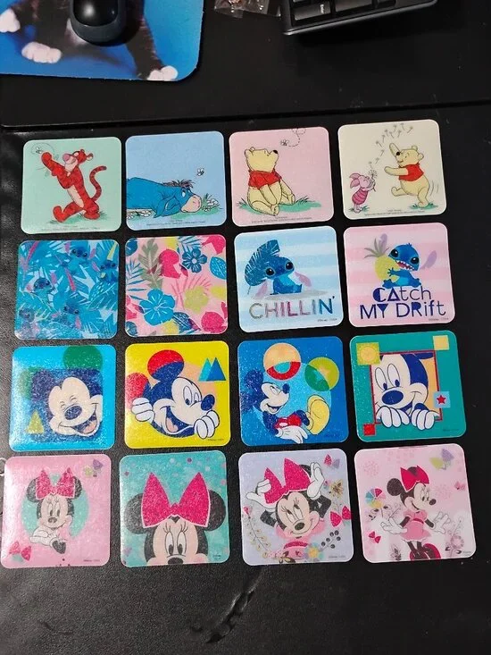 Set of 16 Disney Pooh & Friends Stitch Mickey & Minnie No Slip Tub Treads 4x4