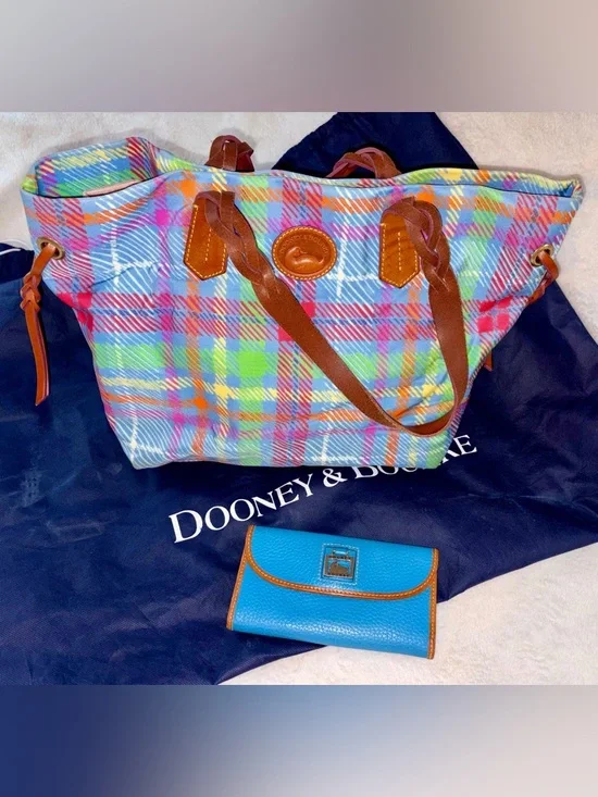 Dooney & Bourke Madras Plaid Tote with Matching Wallet