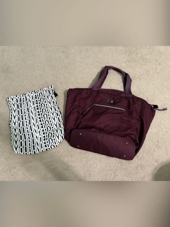 Under Armour Plum Carryall Tote with Black & White Logo Pouch