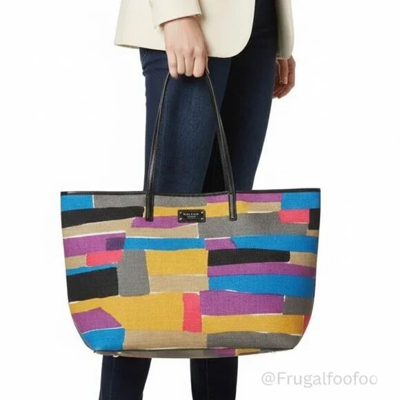Kate Spade Multi-Color Geometric Colorblock Tote Bag