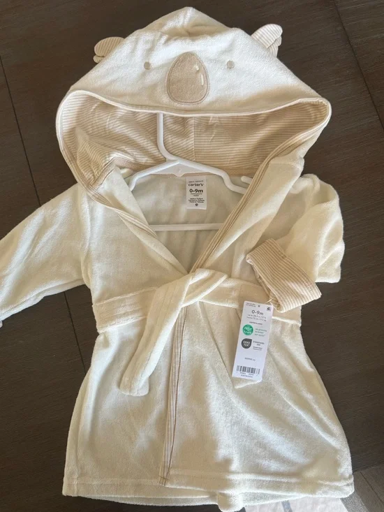 Carter's Cream Hooded Baby Robe with Bear Ears