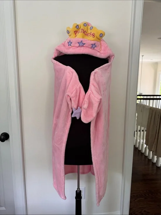 Princess Pink Hooded Kids Bath Wrap with Crown