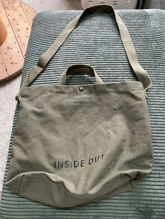 Canvas Olive Green Tote Bag with Adjustable Shoulder Strap