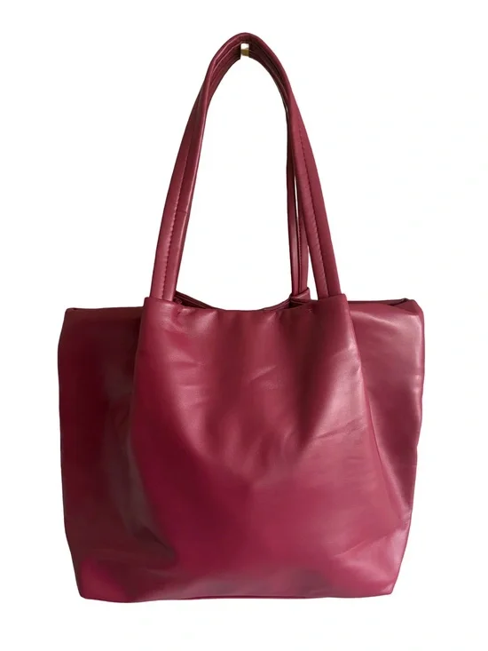 Neiman Marcus Burgundy Faux Leather Tote Bag