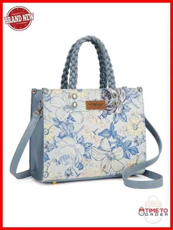 Faux Leather Floral Print Tote Bag with Detachable Shoulder Strap
