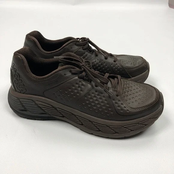 Hoka One Gaviota LTR Brown Leather Walking Shoes Mens 11.5 1019574 DSBC