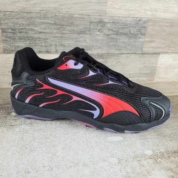 PUMA Inhale Mens Shoes Sz 9.5 Athletic Running Black Red Mesh Lace Up Sneakers