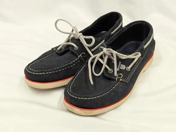 GANT Loafers Men's Moccasin Driving Shoes White Navy Leather Size 8 US