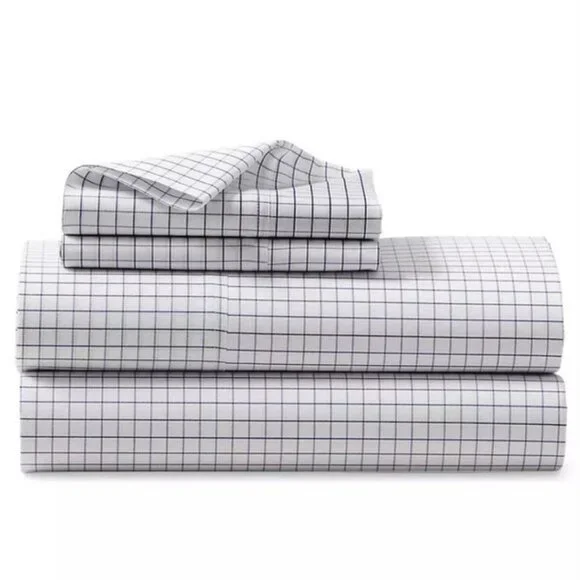 4 Pc Set Ralph Lauren Organic Tattersall King Flat Queen Fitted Pillowcases