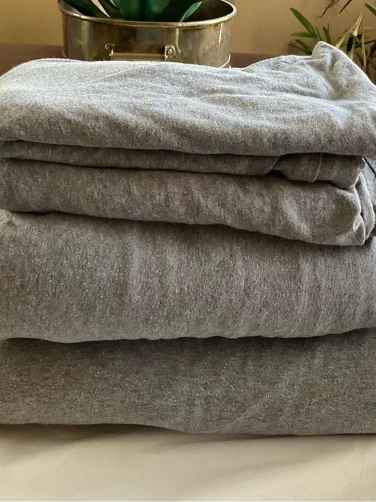 Pottery Barn Teen Favorite Tee Gray Organic Cotton Jersey Full Sheet Set- 4PCS