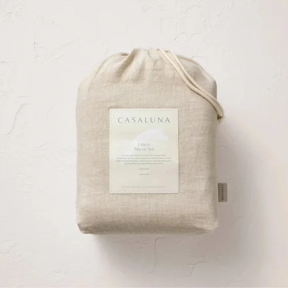 Casaluna CALIFORNIA KING 100% Linen 4pc Sheet Set Natural - BRAND NEW