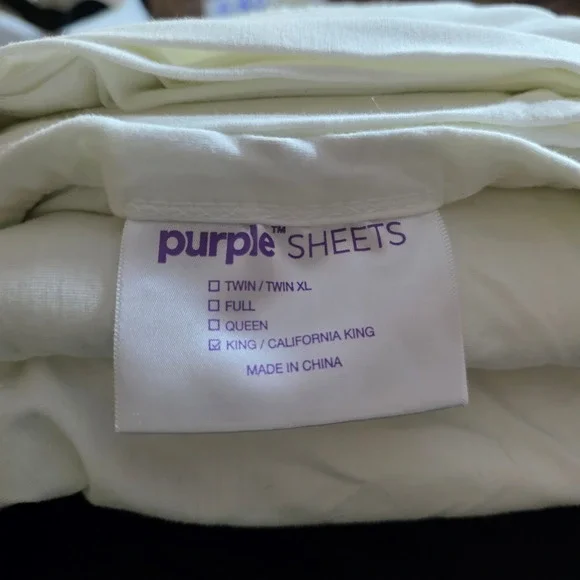 Purple Sheets King California King White Bamboo Blend Stretch Flat Sheet Only