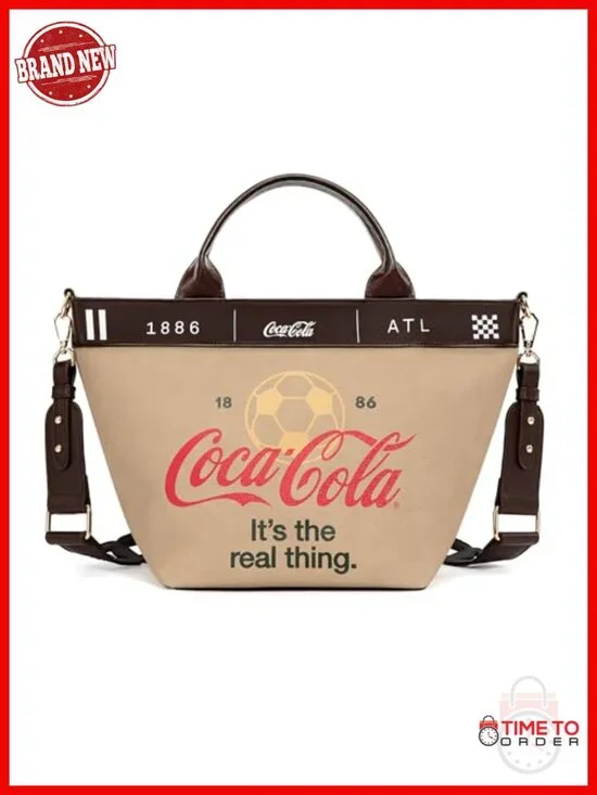 Vintage Coca-Cola Tote Bag Canvas Hobo Purse Detachable Crossbody Strap