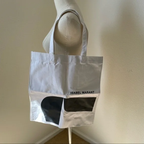 Isabel Marant Large Tote Logo Bag Heavy Cotton In‎ White