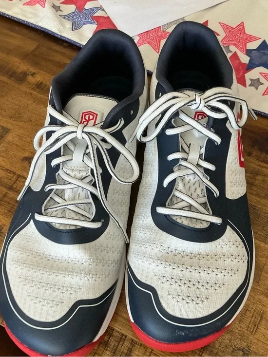 Born Primitive Men's White, Navy & Red Athletic Sneakers