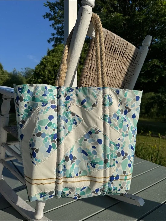 Sea Bags Medium Tote with Anchor and Seaglass