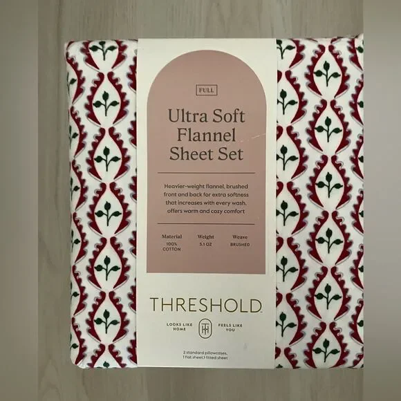 Threshold Ultra Soft Flannel Sheet Set - Red and Black