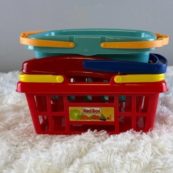 Set of 3/ Kids Bath Basket - Teal and OrangeGrey6