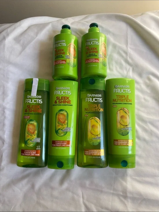 Garnier Fructis Sleek & Shine + Triple Nutrition Green Hair Care Set