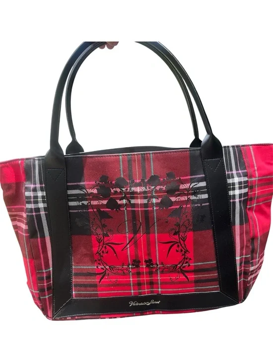 Victoria Secret Red Plaid Tote Bag