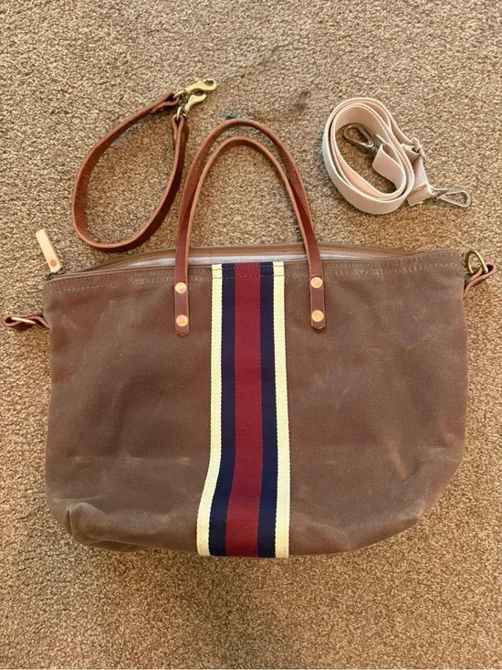 Field Tan wax canvas perfect tote w/ webbing