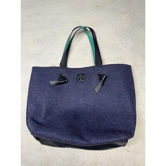 NWOT‎ Tory Burch Navy/Blue Felt Large Tote Bag