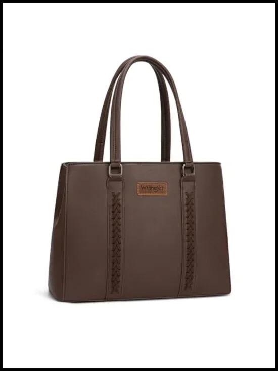 Double Compartment Whipstitch Tote Bag, Fits 13.5