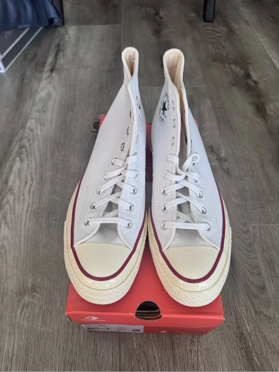Men 8.5 Women 10.5 - Converse Chuck 70 Canvas High Top White Garnet Egret Ivory