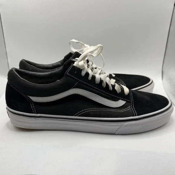 Vans Old Skool Black White Suede Canvas Skate Shoes Sz Mens 11.5 Low Top