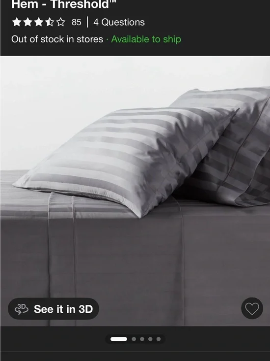 Threshold Gray Striped Hem Sheet Set - Gray