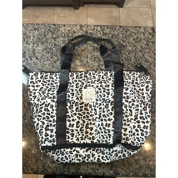 Leopard Print Travel Tote Bag Weekend Bag with Shoe‎ Compartment