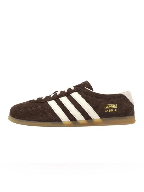 adidas Gazelle Women’s Brown Suede Sneakers with White Stripes, Size 7