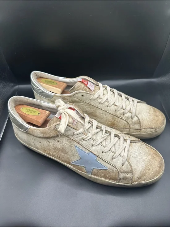 Golden Goose Distressed Super Star Cream Sneakers EU45