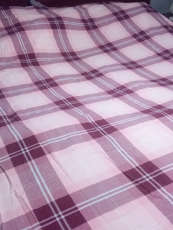 Plaid Pink and Maroon Flannel Sheet Set