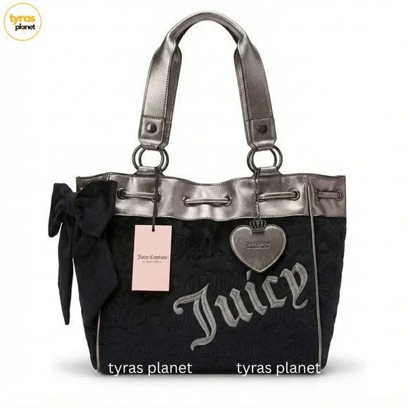 Juicy Couture Day Dreamer Vintage Dreams Tote Bag Black Liquorice/‎ Gunmetal NWT