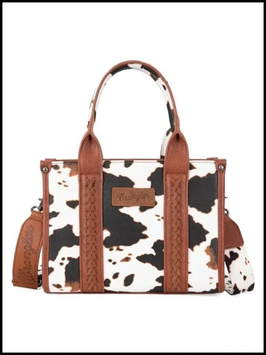 Cow Print Tote Bag for Women Western Purse Boho Satchel Handbag with Guitar