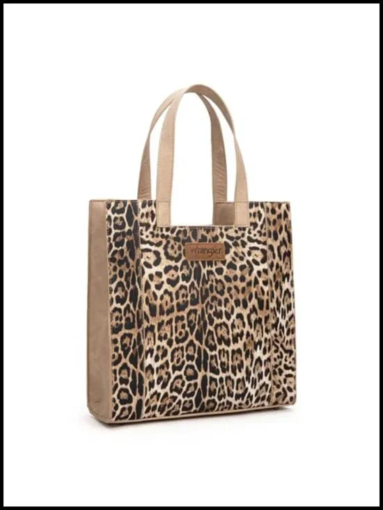 Vegan Leather Leopard Print Top-Handle Tote Bag for Work and Travel
