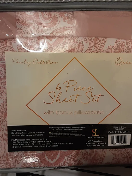 Paisley 6-Piece Sheet Set in Soft Pink
